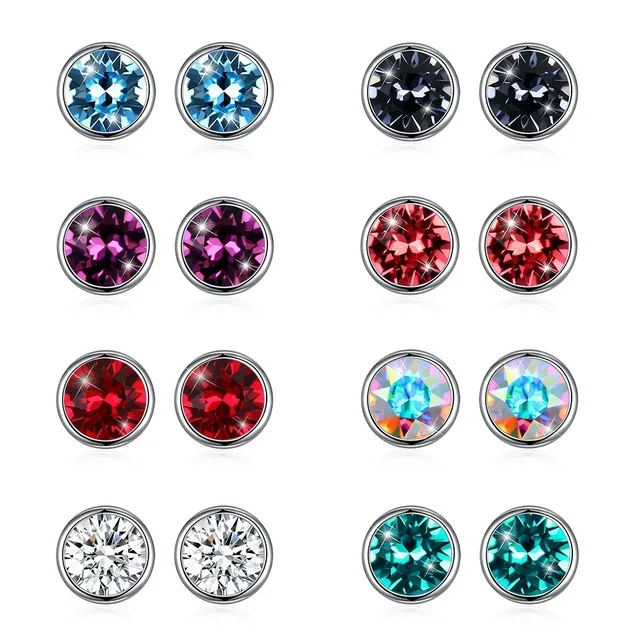 LEKANI 925 Sterling Silver 8mm Round Crystals From Elements Fashion Stud Earrings Fine Jewelry For Women Party Gift
LEKANI 925 Sterling Silver 8mm Round Crystals From Elements Fashion Stud Earrings Fine Jewelry For Women Party Gift