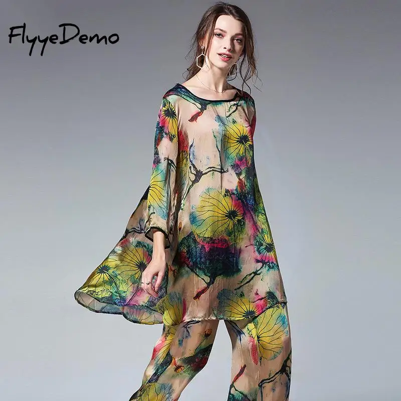 2019 Women 2 Pieces Sets Ladies Loose Silk Tops Long Pants Suits Fashion Silk Matieral High Quality Plus Size Loose Clothing
2019 Women 2 Pieces Sets Ladies Loose Silk Tops Long Pants Suits Fashion Silk Matieral High Quality Plus Size Loose Clothing