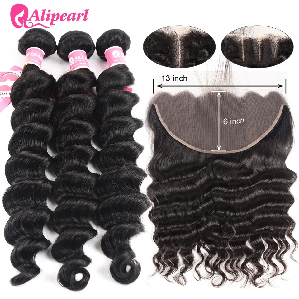 Ali Pearl Hair 13x6 Lace Frontal Closure With Bundles Brazilian Loose Deep Wave Bundles With Frontal Free/Middle/Three Part Remy
Ali Pearl Hair 13x6 Lace Frontal Closure With Bundles Brazilian Loose Deep Wave Bundles With Frontal Free/Middle/Three Part Remy