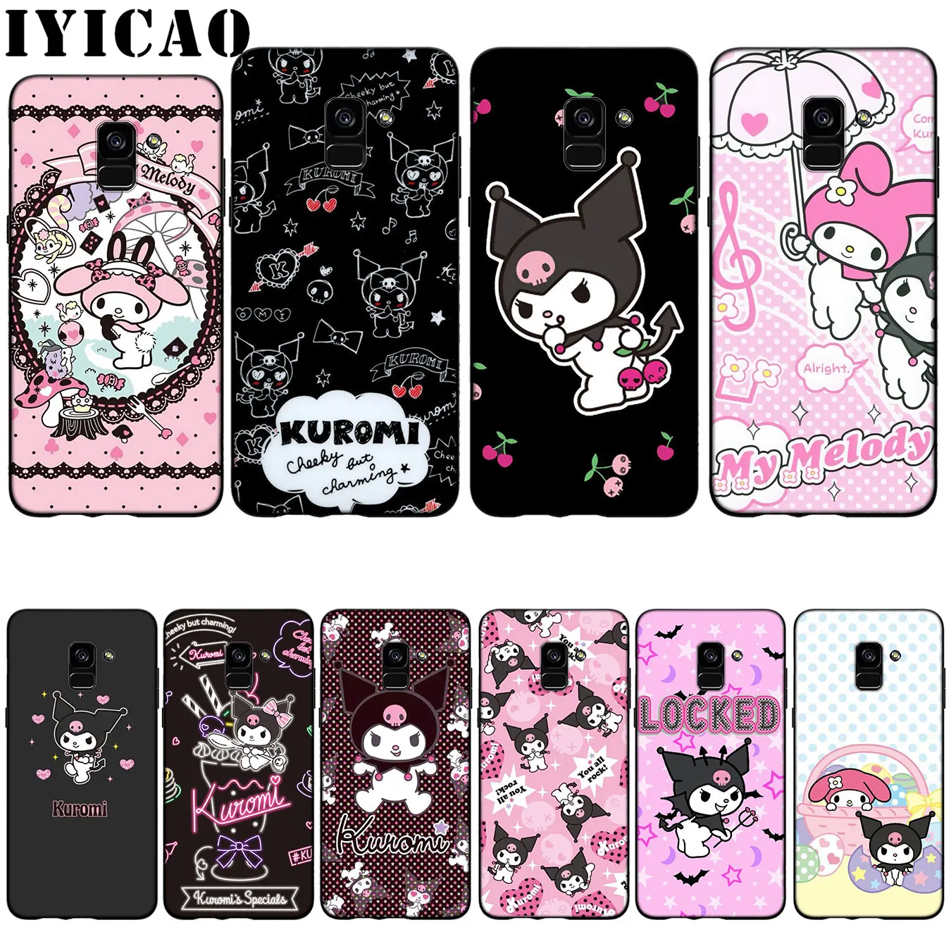 Цветной милый силиконовый мягкий чехол IYICAO Kuromi для Samsung Galaxy A6 Plus A9 A8 A7 2018 A3 A5 2016 2017