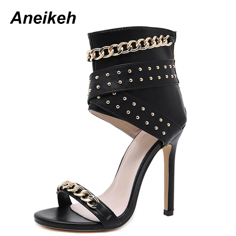 Aneikeh 2019 Sandals Women Fashion Solid PU Thin High Heels Women's Shoes Metal Decoration Shallow Heel Dance Shoes Black 35-40
Aneikeh 2019 Sandals Women Fashion Solid PU Thin High Heels Women's Shoes Metal Decoration Shallow Heel Dance Shoes Black 35-40