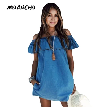 MOARCHO Women Jeans Dresses Sleeveless Denim Dresses