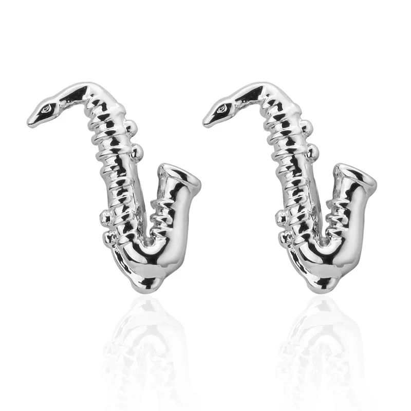 

Newest Auction Sax Cufflinks Buttons for Mens Wedding Gifts Fashion Men's Business Shirt Cufflink Brand silve Plated Cuff Links