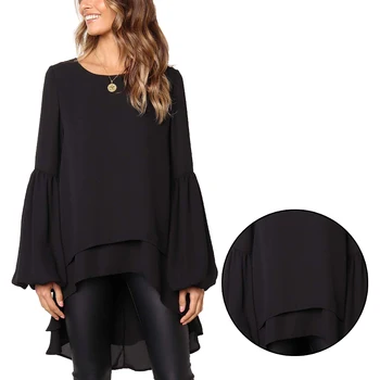 2019 Women Lantern Sleeve Asymmetrical Shirt Tops Crew Neck Lady Blouse Female Casual Solid Color O-neck Plus Size Chiffon Shirt
2019 Women Lantern Sleeve Asymmetrical Shirt Tops Crew Neck Lady Blouse Female Casual Solid Color O-neck Plus Size Chiffon Shirt