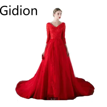 Vestido De Novia ball gown red lace tulle 3/4 sleeve modest wedding dress v neck beading pearls with sashes corset bride dresses
Vestido De Novia ball gown red lace tulle 3/4 sleeve modest wedding dress v neck beading pearls with sashes corset bride dresses