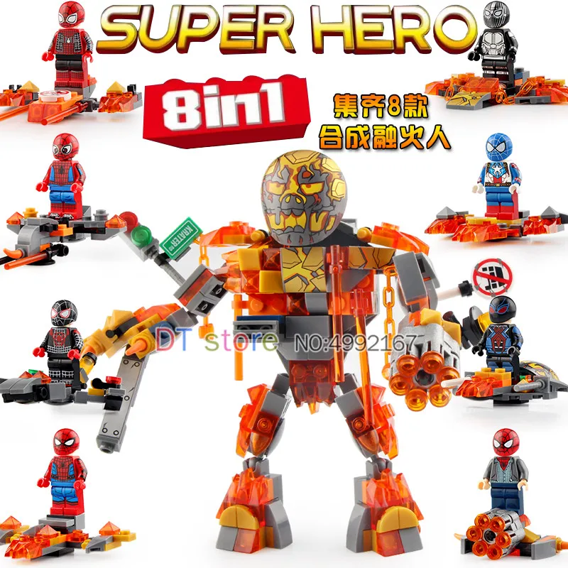 80pcs Super Heroes Model Bricks 8in1 Iron Man Spider-Man Far From Home Thor Building Blocks Learning Figures For Toys DLP9097
80pcs Super Heroes Model Bricks 8in1 Iron Man Spider-Man Far From Home Thor Building Blocks Learning Figures For Toys DLP9097