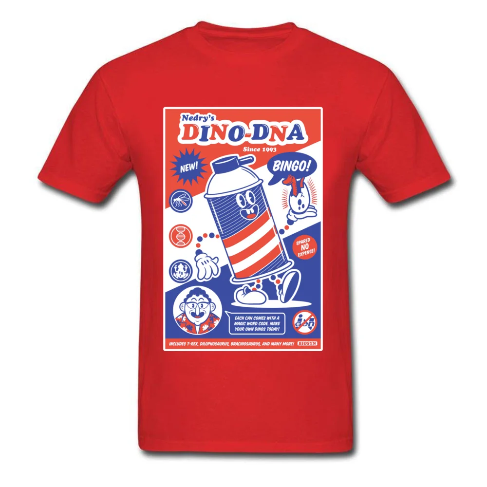 bingo dino dna 10929 T-shirts for Men Birthday Summer Fall Tops Shirts Short Sleeve Slim Fit Sweatshirts Round Neck 100% Cotton bingo dino dna 10929 red