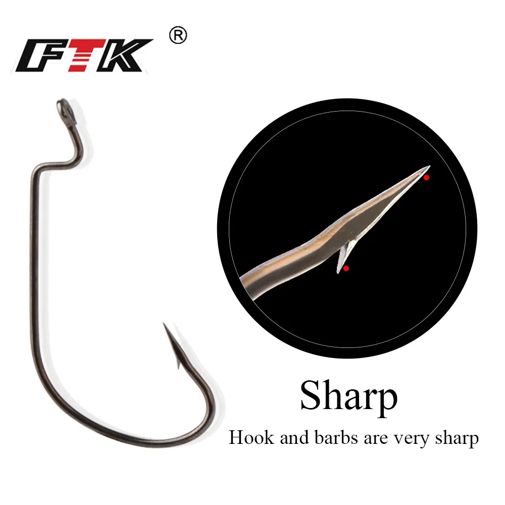 FTK Fishing Soft Worm Hooks 50Pcs/lot 5/0#-2# High Carbon Steel Wide Super Lock Fishhooks Lure Softjerk Hooks Fishing Tackle
FTK Fishing Soft Worm Hooks 50Pcs/lot 5/0#-2# High Carbon Steel Wide Super Lock Fishhooks Lure Softjerk Hooks Fishing Tackle