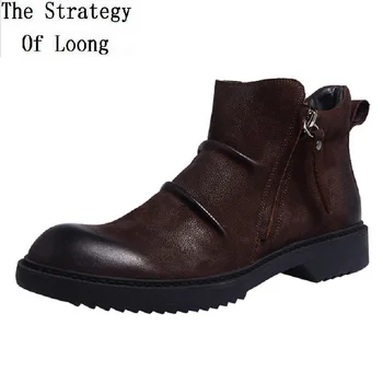 Spring Autumn Winter Vintage Genuine Leather Pleated Brand Men Boots High Quality Nubuck Leather Ankle Gentleman Shoes 190506
Spring Autumn Winter Vintage Genuine Leather Pleated Brand Men Boots High Quality Nubuck Leather Ankle Gentleman Shoes 190506
