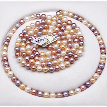 Multi color long 8-9MM freshwater pearl mixed color sweater chain round light micro genuine leisure necklace 50INCH
Multi color long 8-9MM freshwater pearl mixed color sweater chain round light micro genuine leisure necklace 50INCH