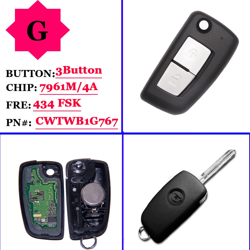 (1Pcs)2 Buttons 433MHz PCF7961M Flip Remote Key For Nissan Qashqai J11 Pulsar C13 Juke F15 X-Trail T32 Micra CWTWB1G767
(1Pcs)2 Buttons 433MHz PCF7961M Flip Remote Key For Nissan Qashqai J11 Pulsar C13 Juke F15 X-Trail T32 Micra CWTWB1G767