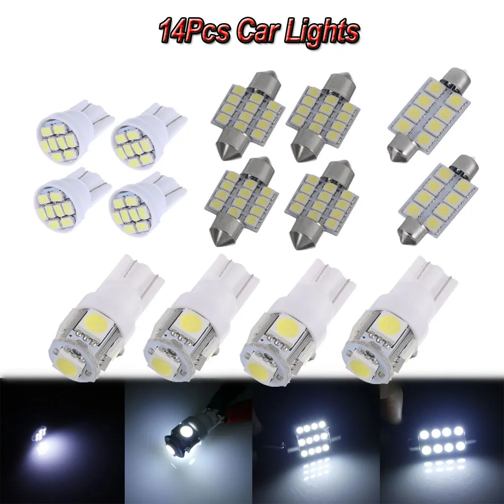Auto Accessories 14PCS T10&31mm LED Light Interior Bulb Kit For Map Dome License Plate Light Compartment Lamp Door Bulb
Auto Accessories 14PCS T10&31mm LED Light Interior Bulb Kit For Map Dome License Plate Light Compartment Lamp Door Bulb