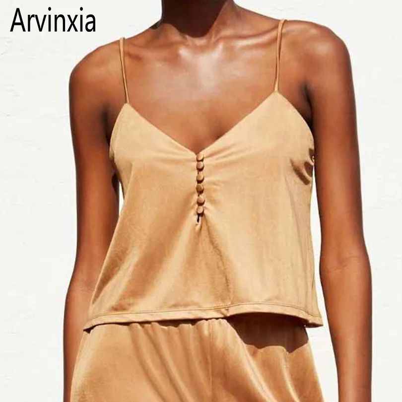 Arvinxia ZA Sexy Stylish Soft Buttons Woman Tops New Beading Sleeveless Ladies Camis Style Spaghetti Strap Backless Top Feminino
Arvinxia ZA Sexy Stylish Soft Buttons Woman Tops New Beading Sleeveless Ladies Camis Style Spaghetti Strap Backless Top Feminino