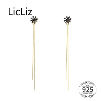 LicLiz 925 Sterling Silver Black Zircon Diamond Flower Gold CZ Drop Earrings for Women Long Tassel Chain S925 Jewelry LE0581
LicLiz 925 Sterling Silver Black Zircon Diamond Flower Gold CZ Drop Earrings for Women Long Tassel Chain S925 Jewelry LE0581