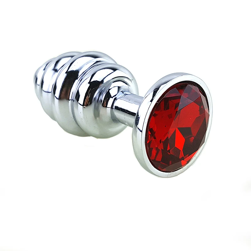 70x30mm Metal Anal Butt Plug With 7 Colorful Crystal,Lowest Price Anal Tube Sex Toys For Women