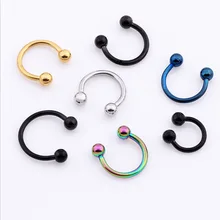 2 pièces coloré acier fer à cheval Bar lèvre nez Septum anneaux oreille anneaux corps Piercing Pirsing 3 tailles disponibles(China)