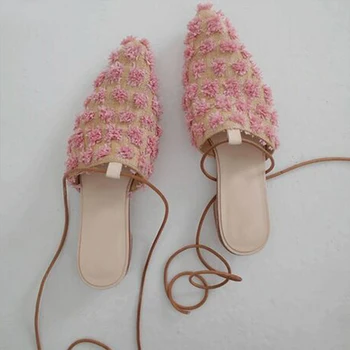 Vogue Pink Flower Wedding Shoes Women Pointed Toe Flower Women Mules Lace Up Flats Shoes For Women Luxury Party Shoes SWA0080
Vogue Pink Flower Wedding Shoes Women Pointed Toe Flower Women Mules Lace Up Flats Shoes For Women Luxury Party Shoes SWA0080