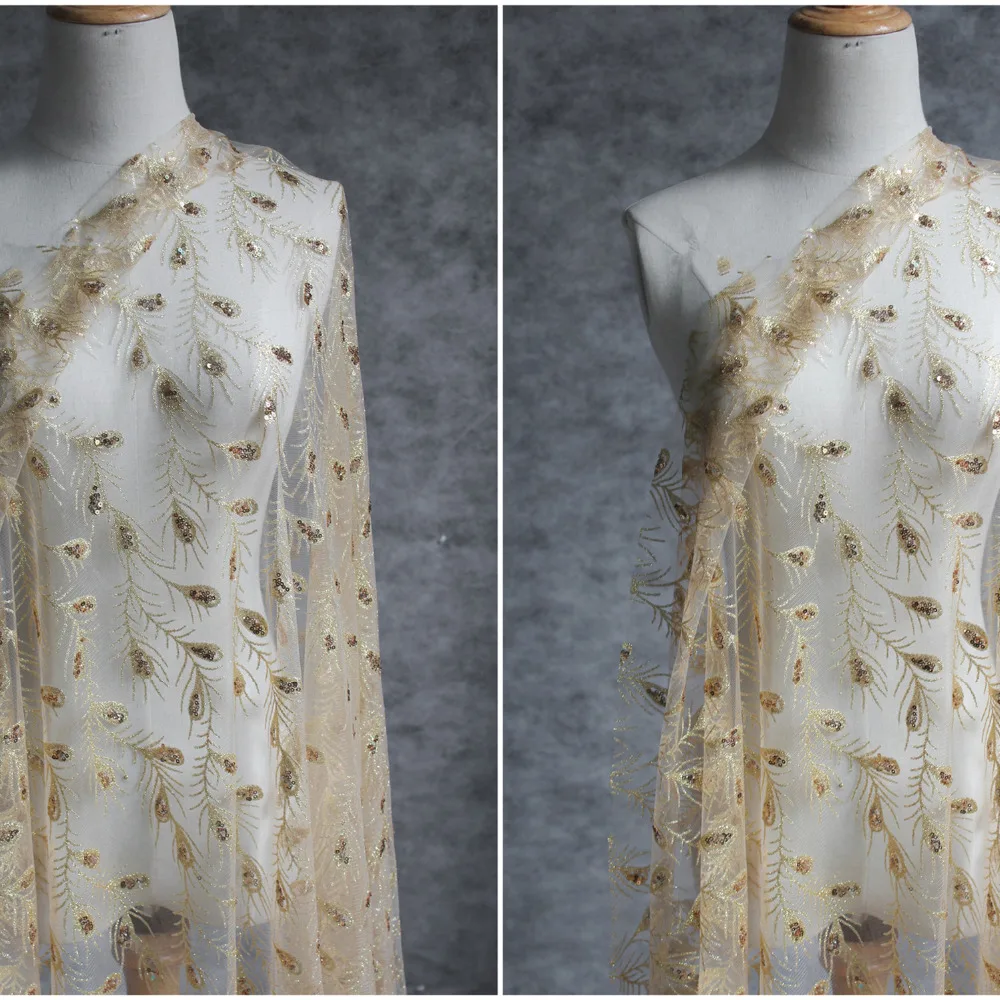 50*160CM Tulle Fabric Clothing Sprinkle Gold Peacock Feathers Sequins Net Cloth Dress Background Curtain Fabric DIY
50*160CM Tulle Fabric Clothing Sprinkle Gold Peacock Feathers Sequins Net Cloth Dress Background Curtain Fabric DIY