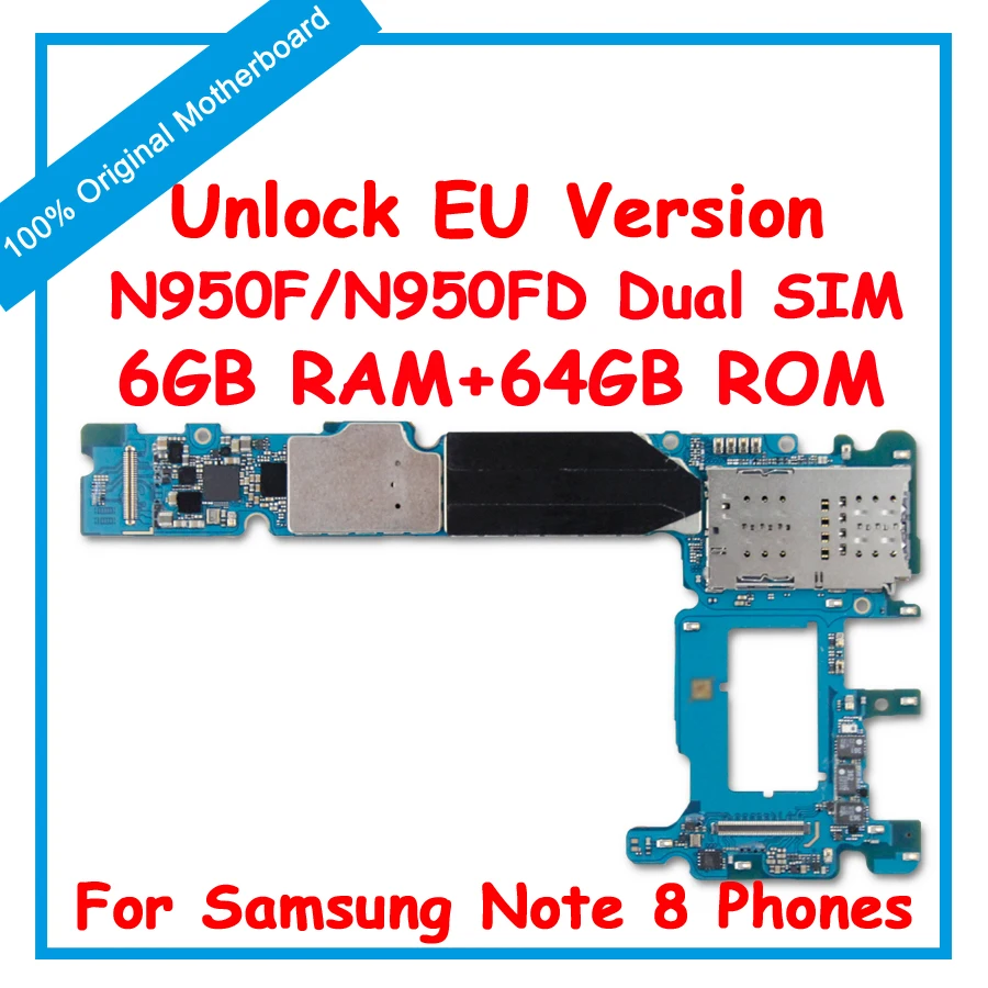 Original MainBoard For Samsung Galaxy Note 8 N950F N950FD Unlock Motherboard With Chips IMEI Android OS Logic Board
Original MainBoard For Samsung Galaxy Note 8 N950F N950FD Unlock Motherboard With Chips IMEI Android OS Logic Board