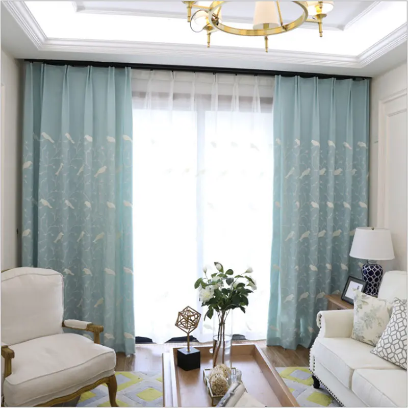 Countryside Style Screens Fresh Garden Bird Pattern Embroidery Sheer Tulle + Blackout Curtains Custom for Living Room
Countryside Style Screens Fresh Garden Bird Pattern Embroidery Sheer Tulle + Blackout Curtains Custom for Living Room