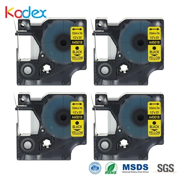 Kodex 4pcs Label Tape 12mm D1 45018 compatible for DYMO Labeling Tapes Printer Ribbon Black on Yellow
Kodex 4pcs Label Tape 12mm D1 45018 compatible for DYMO Labeling Tapes Printer Ribbon Black on Yellow