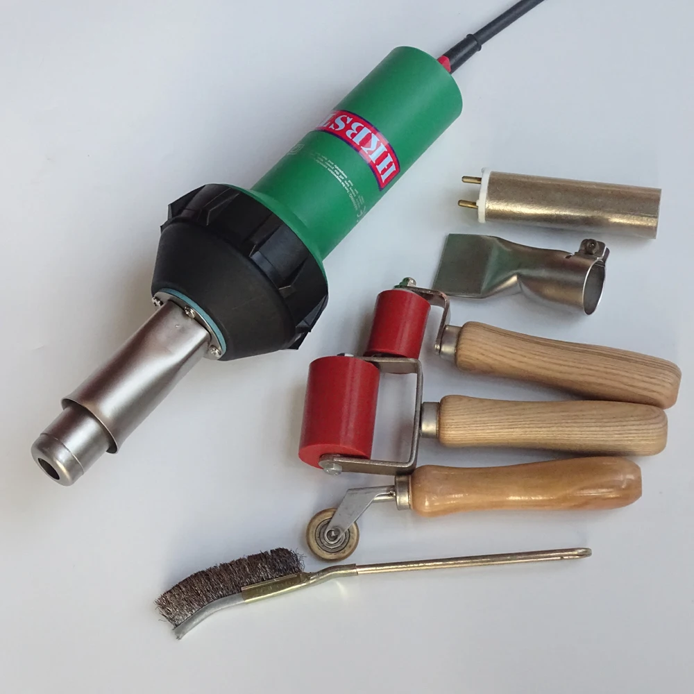 HKBST hot air plastic welding gun with rollers,penny roller,2pcs flat nozzle,brush and spare heat element with mica tube
HKBST hot air plastic welding gun with rollers,penny roller,2pcs flat nozzle,brush and spare heat element with mica tube