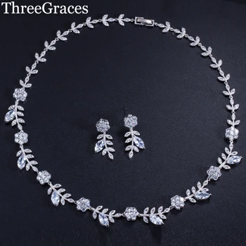 Threegraces Delicate Plant Flower Jewelry Sets Clear Zirconia Bridal Necklace Earrings Set for Female Wedding Accessories JS024
Threegraces Delicate Plant Flower Jewelry Sets Clear Zirconia Bridal Necklace Earrings Set for Female Wedding Accessories JS024