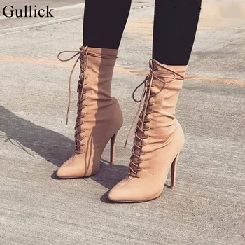 Gullick Beige Cross Strap Ankle Boots Women Sexy Pointy Stiletto Heel Lace Up Ankle Boot Concise Strappy Dress Shoes Big Size 10
Gullick Beige Cross Strap Ankle Boots Women Sexy Pointy Stiletto Heel Lace Up Ankle Boot Concise Strappy Dress Shoes Big Size 10