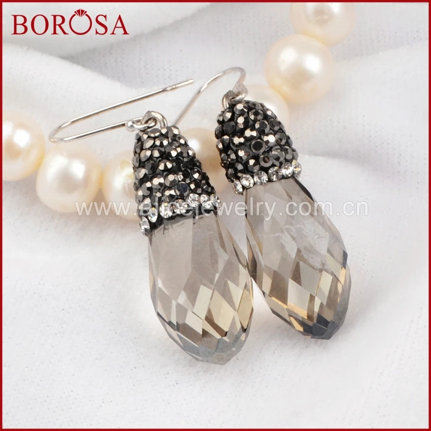 BOROSA Tear Drop Smoky Crystal Quartz Faceted Earrings With White Zircon,Natural Crystal Quartz Fashion Drop Earrings JAB052
BOROSA Tear Drop Smoky Crystal Quartz Faceted Earrings With White Zircon,Natural Crystal Quartz Fashion Drop Earrings JAB052
