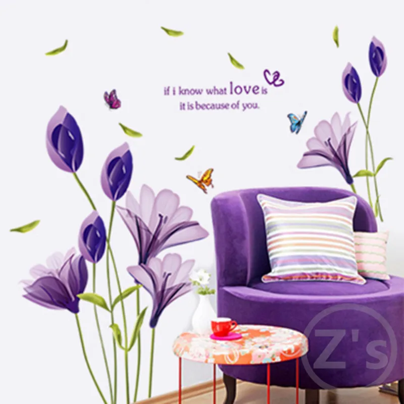 Home Decor DIY Purple Lily Flower Posters Living Room Decorative Wall Stickers Removable Waterproof Stickers DC112
Home Decor DIY Purple Lily Flower Posters Living Room Decorative Wall Stickers Removable Waterproof Stickers DC112