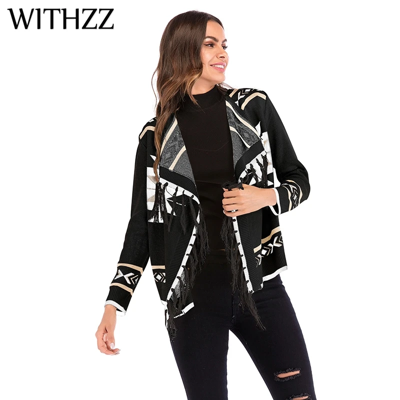 WITHZZ Women's Autumn Winter Geometric Pattern Tassel Wild Knit Cotton Sweater Cardigan Female Jacket for Women Gothic Top Coat
WITHZZ Women's Autumn Winter Geometric Pattern Tassel Wild Knit Cotton Sweater Cardigan Female Jacket for Women Gothic Top Coat