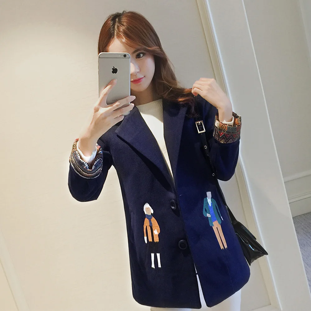 2019 autumn and winter Slim woolen coat woolen coat female student thickening embroidered collar suit
2019 autumn and winter Slim woolen coat woolen coat female student thickening embroidered collar suit