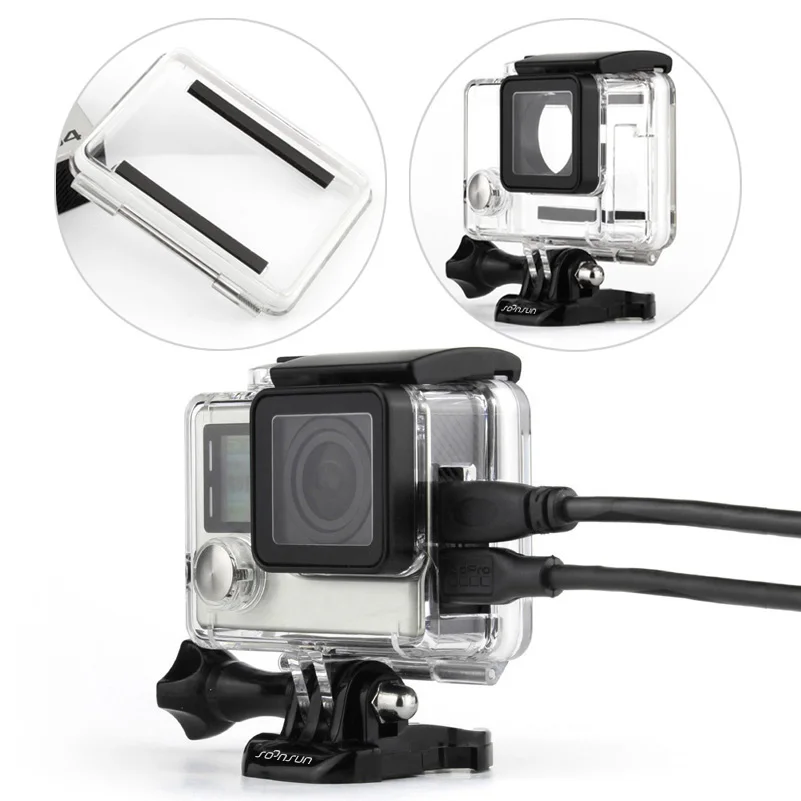 

SOONSUN Skeleton Housing Case Side Open Protective Cover with Standard Waterproof Backdoor for GoPro Hero 4 For Go Pro Hero4