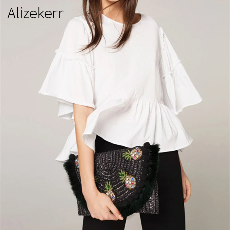 Beach Shoulder Bag Women Pom Ball Pineapple Beading Big Straw Crossbody Bag Ladies Ethnic Tote Bag Fashion Clutch Bolsa Feminina Beach Shoulder Bag Women Pom Ball Pineapple Beading Big Straw Crossbody Bag Ladies Ethnic Tote Bag Fashion Clutch Bolsa Feminina