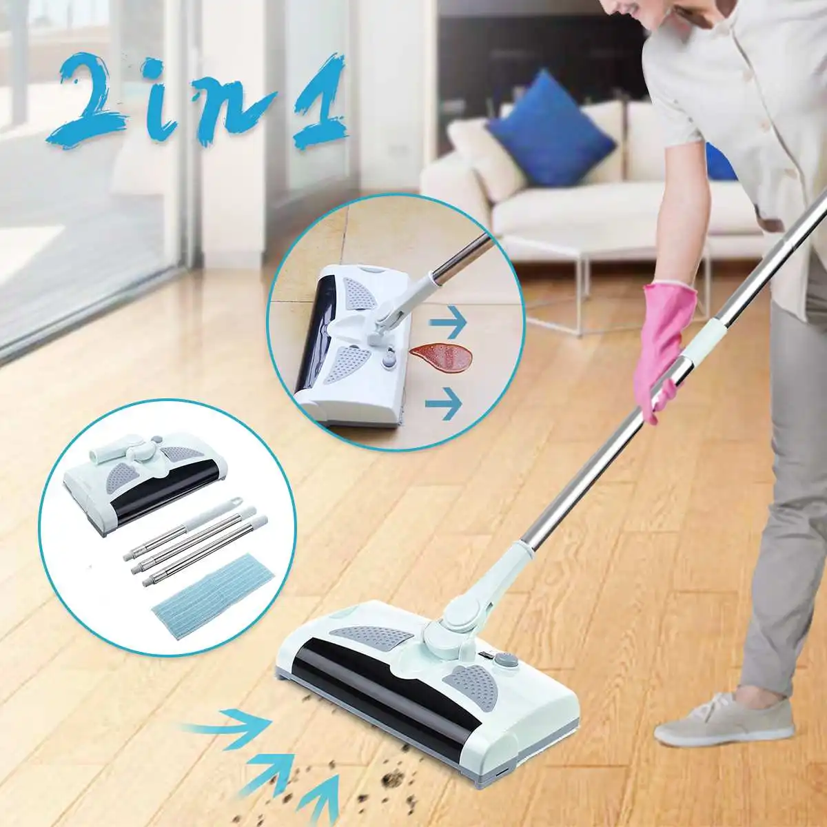 Automatic Rechargeable Spin Hand Push Cordless Sweeper Broom Electronic Floor Carpet Vacuum Cleaners Home Cleaning Machine
Automatic Rechargeable Spin Hand Push Cordless Sweeper Broom Electronic Floor Carpet Vacuum Cleaners Home Cleaning Machine