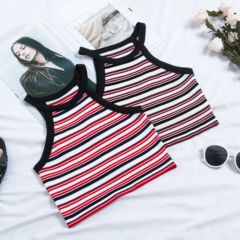 2019 New Casual Summer Stripe Tank Top Vest Red Crop Top Women Slim Contrast Color Cropped Tops Elastic Camis College Streetwear
2019 New Casual Summer Stripe Tank Top Vest Red Crop Top Women Slim Contrast Color Cropped Tops Elastic Camis College Streetwear