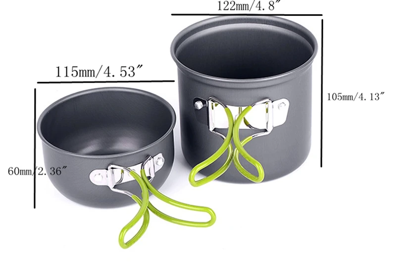 Camping Cookware Set For 1-2 Persons Pans Bowls With Dinnerware Gas stove Sadoun.com