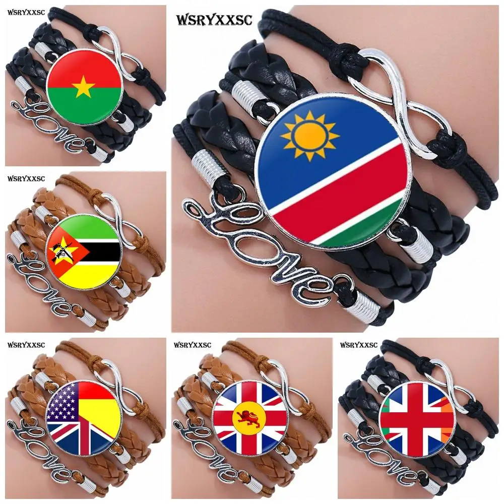 Morocco and Mozambique and Namibia National Flag Multilayer Black/Brown Leather Bracelet Bangle
Morocco and Mozambique and Namibia National Flag Multilayer Black/Brown Leather Bracelet Bangle