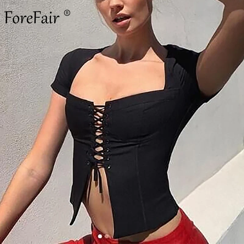 Forefair Sexy Square Neck Bandage Blouse Short Hollow Out Lace Up Elegant Summer Tops Red Black White 2019 Fashion Women Blouses
Forefair Sexy Square Neck Bandage Blouse Short Hollow Out Lace Up Elegant Summer Tops Red Black White 2019 Fashion Women Blouses