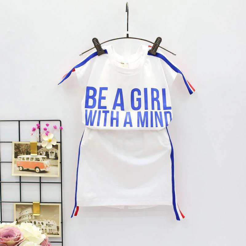 letter print tshirt+skirt 2pcs toddler girl clothes cotton summer children clothing Ribbon baby girl cloth vetement enfant fille
letter print tshirt+skirt 2pcs toddler girl clothes cotton summer children clothing Ribbon baby girl cloth vetement enfant fille