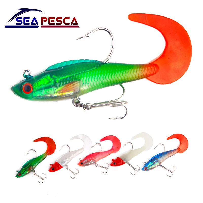 SEAPESCA 1Pcs Fishing Lures Soft Bait 8.5cm 16g With Luminous T Tails Artificial Crank Jig Head Sharp Hooks Wobblers ZB514 | Спорт и