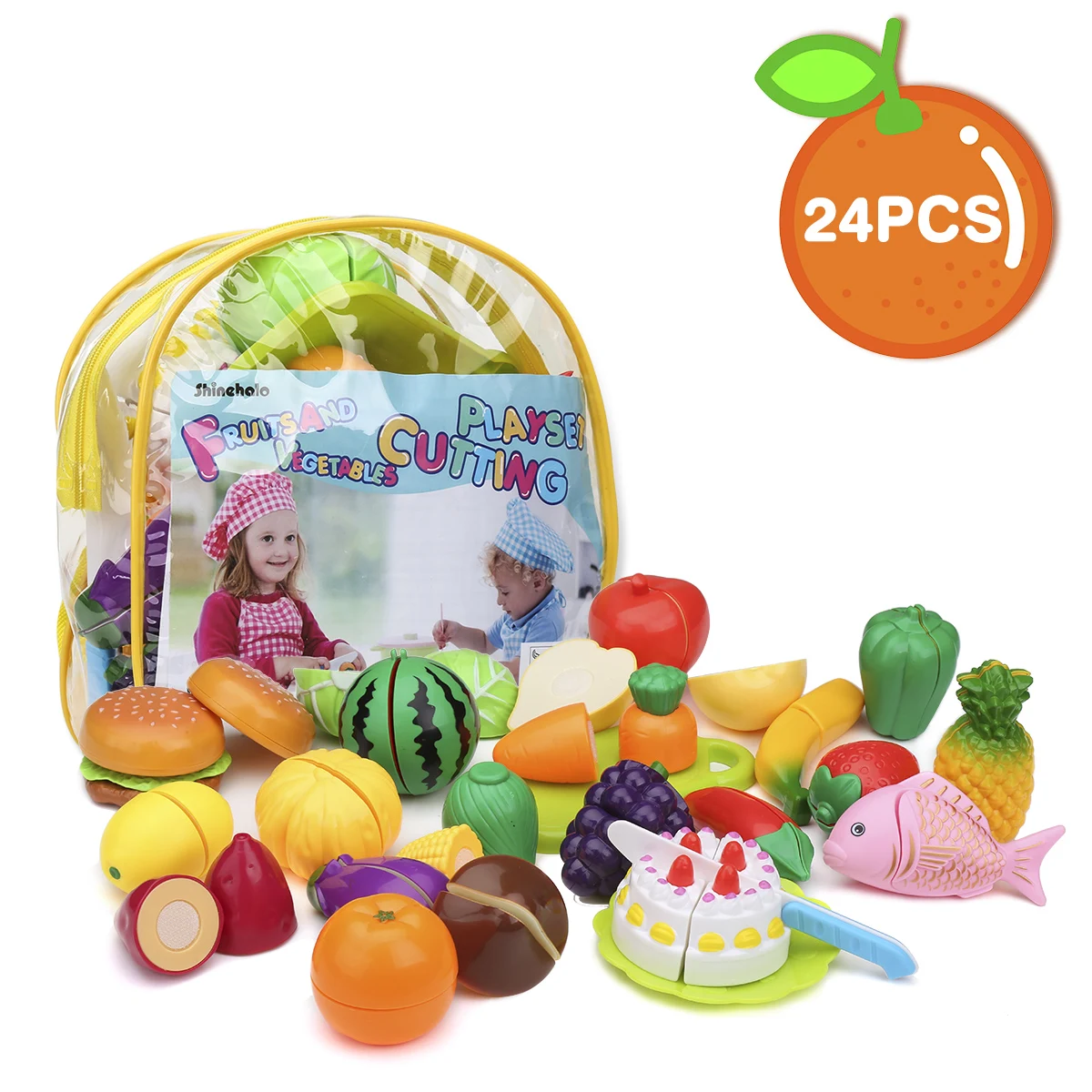 Shinehalo 24 Pieces Pretend Food Toys With Bagpack Fruits Vegetables Cutting Playset Full Of Funs For Children 3+ Years Old Toys
Shinehalo 24 Pieces Pretend Food Toys With Bagpack Fruits Vegetables Cutting Playset Full Of Funs For Children 3+ Years Old Toys