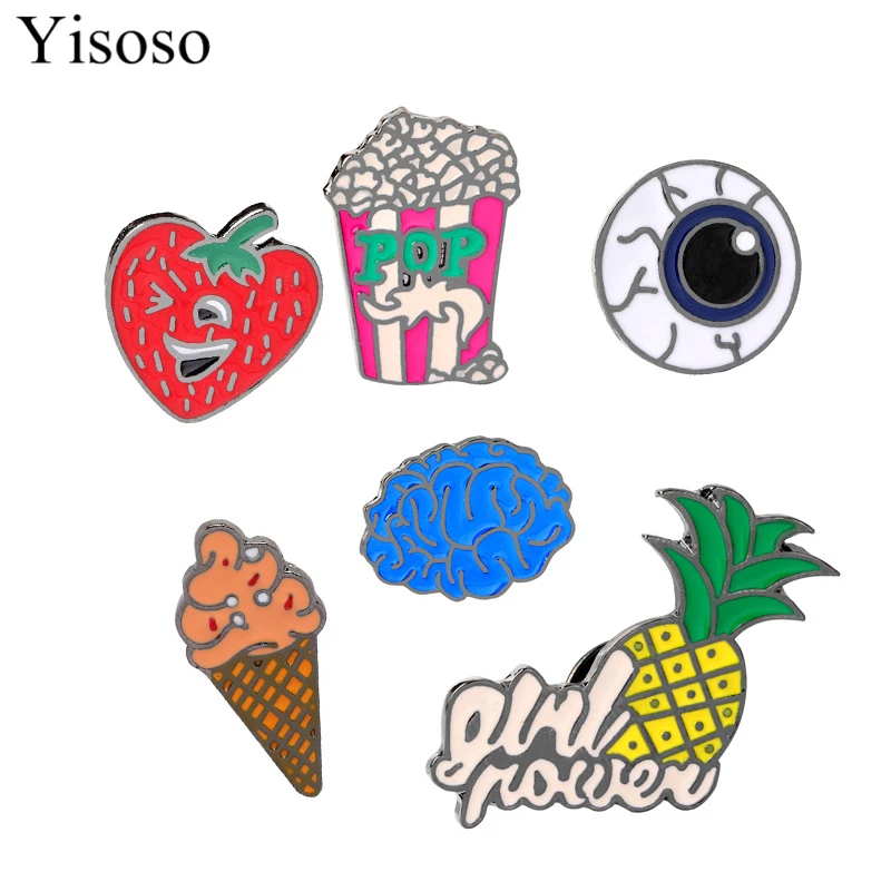 Yisoso JEWELRY Cute Cartoon Brain Eyeball Pineapple Strawberry Ice-cream Popcorn Pins Food & organ Shaped Brooch Funny Gift
Yisoso JEWELRY Cute Cartoon Brain Eyeball Pineapple Strawberry Ice-cream Popcorn Pins Food & organ Shaped Brooch Funny Gift