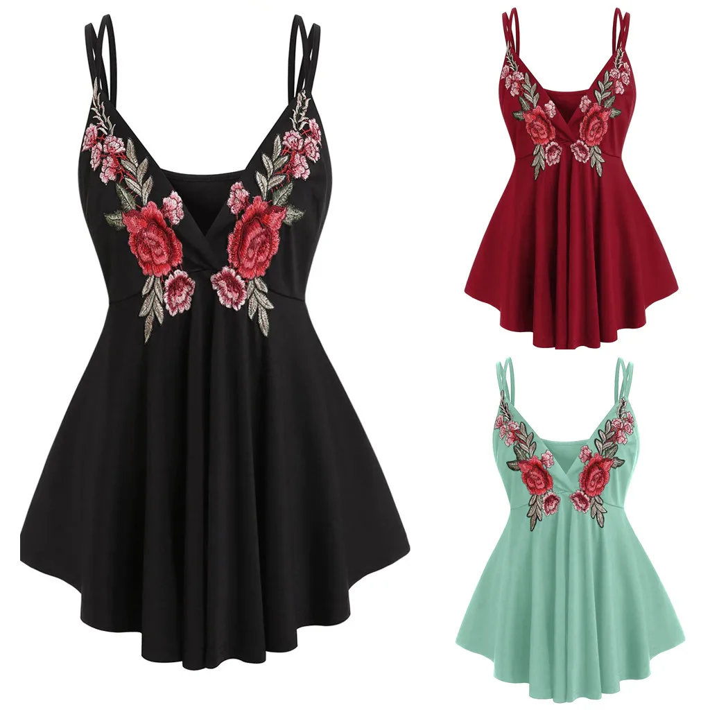 Womens plus size tops and blouses 5XL Sexy V-neck Sleeveless Vest Strap spring Embroidery Vest woman summer t shirt tops
Womens plus size tops and blouses 5XL Sexy V-neck Sleeveless Vest Strap spring Embroidery Vest woman summer t shirt tops