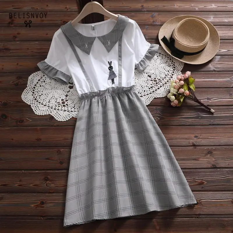 Japanese Mori Girl Summer Dress 2019 New Women Butterfly Sleeve Doll Collar Rabbit Embroidery Plaid Dresses S-XXL
Japanese Mori Girl Summer Dress 2019 New Women Butterfly Sleeve Doll Collar Rabbit Embroidery Plaid Dresses S-XXL