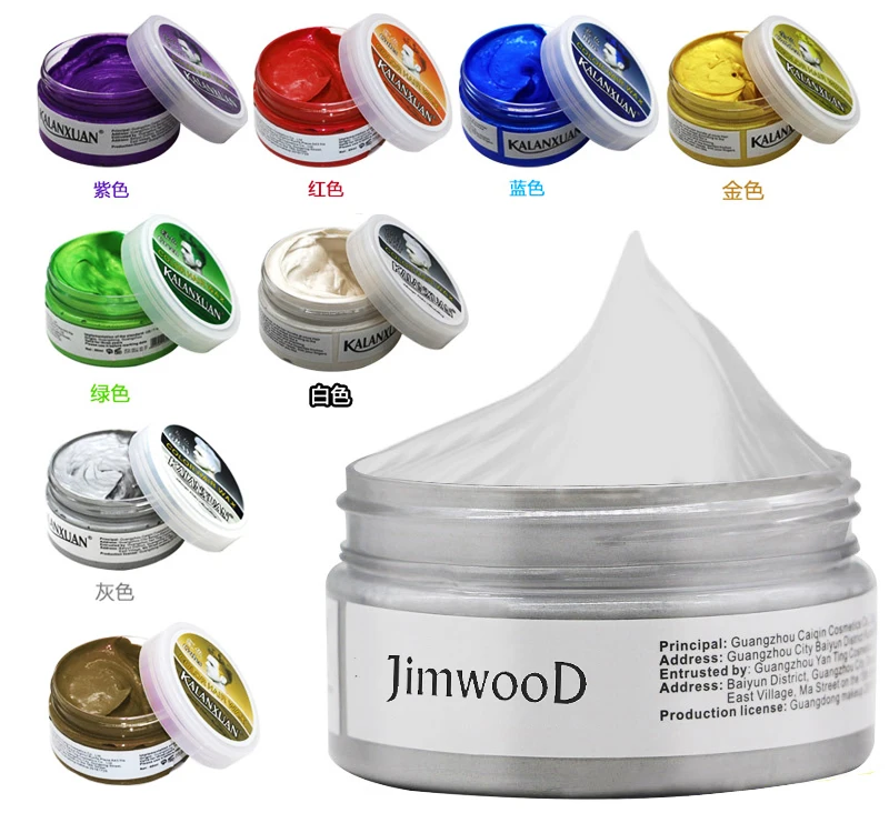 Description Picture 4 of itemJimwood 1pc Hair Color Wax Dye Temporary Molding Paste 8color  BLUE Burgundy Grandma Gray Green Hair Dye Wax Mud Styling Pomade