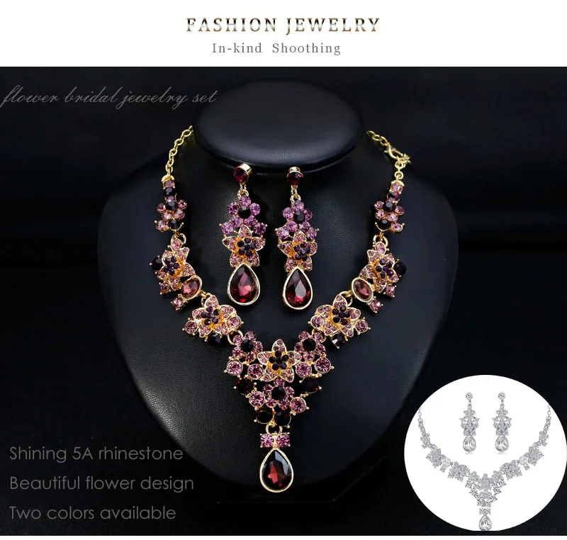 Exquisite 5A crystal bridal jewelry set for women Luxury Rhinestone flowers Jewelry sets Earrings and necklace accessories
Exquisite 5A crystal bridal jewelry set for women Luxury Rhinestone flowers Jewelry sets Earrings and necklace accessories