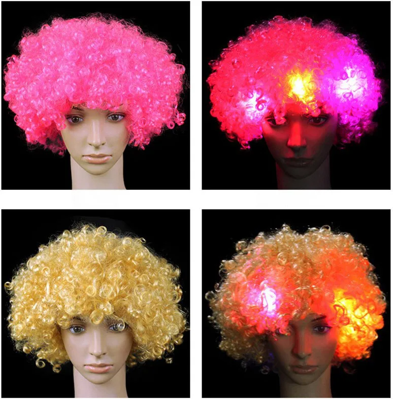 LED Light Headgear Flash Explosion Head Wig Prom Clown Clown Fans Carnival Wig cap hat Fan Headgear Adult Child Curly Hair 50pcs
LED Light Headgear Flash Explosion Head Wig Prom Clown Clown Fans Carnival Wig cap hat Fan Headgear Adult Child Curly Hair 50pcs