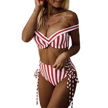 Woman Tankini Thong Bikini Swimwear Sexy Red and White Stripes Printed Bikinis Split Swimsuit Swimming Suit
Woman Tankini Thong Bikini Swimwear Sexy Red and White Stripes Printed Bikinis Split Swimsuit Swimming Suit