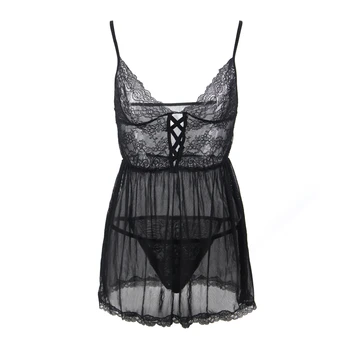 Women Sexy Underwear Erotic Dress Strappy V Neck Black Lingerie Dress With G String Hot Transparent Sexy Erotic Babydoll RL80672
Women Sexy Underwear Erotic Dress Strappy V Neck Black Lingerie Dress With G String Hot Transparent Sexy Erotic Babydoll RL80672